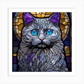 Cat, Pop Art 3D stained glass cat superhero limited edition 49/60 Art Print