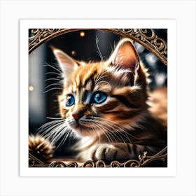 Cat In A Mirror Art Print