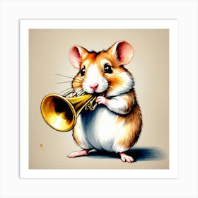 Hamster Playing A Trumpet 2 Art Print