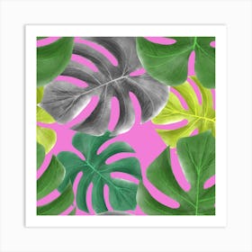 Tropical Greens Leaves Design 7 Art Print