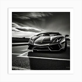 Black And White Lamborghini 1 Art Print