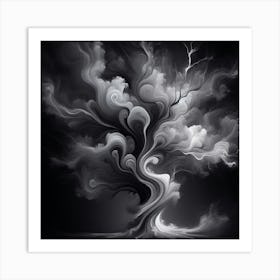 Abstract modernist Smoky tree 2 Art Print