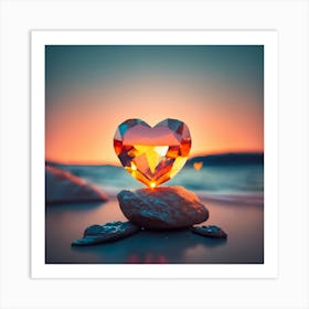 Diamond Heart on the beach Art Print