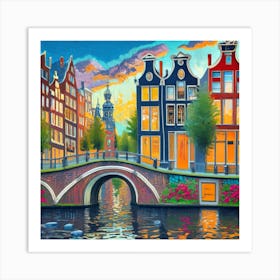 Sunset In Amsterdam Art Print