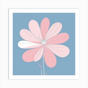 A White And Pink Flower In Minimalist Style Square Composition 618 Art Print