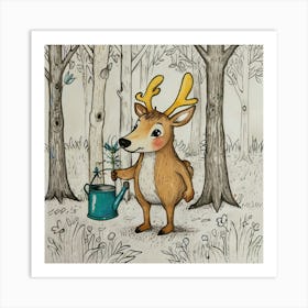 Deer In The Woods 79 Art Print