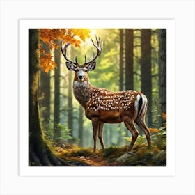 Deer In The Forest 174 Art Print