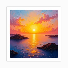 Sunset Over The Ocean 3 Art Print