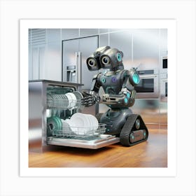 A 3d Render Of A Smart Robot Washing Dis Exipiosiqsu0eex7tg4nkg Ml98uj7or86dpg5mzyy6yw Art Print