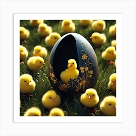 Easter Egg with Yellow Chicks Art Print