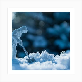 Snowman In The Snow Art Print