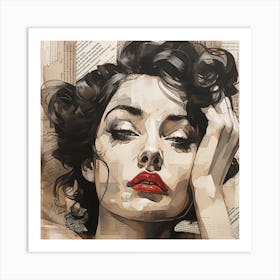 'The Girl With Red Lips' Art Print