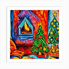 Christmas In The Living Room Art Print