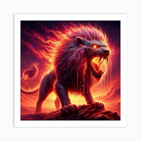 Lion In Flames 1 Art Print