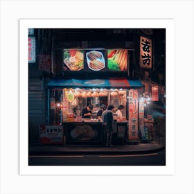 Night Market In Tokyo Art Print