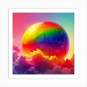 Rainbow Ball In The Clouds Art Print