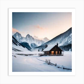 Cabin In The Snow 4 Art Print