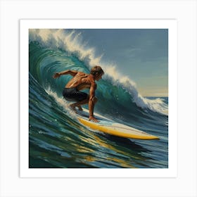 Surfer Riding A Wave 2 Art Print