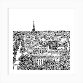 Paris Skyline, Eiffel Tower Illustration Poster