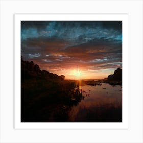 Sunset Over River Art Print