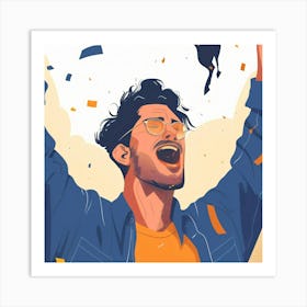 Illustration Of A Man Celebrating Art Print