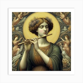 Angel Playing The Flute Art Print