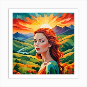 Woman With Red Hair 1 Art Print