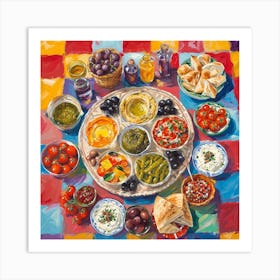 Mediterranean Mezze Platter Checkerboard 1 Art Print