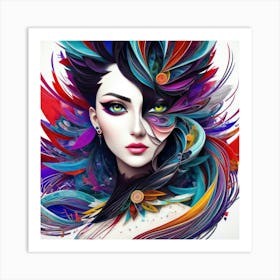 Aquarela Oil Paint Girl (112) Art Print