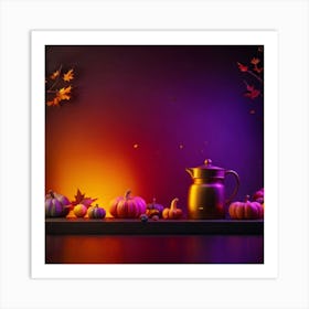 A Vibrant Digital Painting Of A Thanksgiving Themed Gradient Splash Radiating From A Corner On A Da (1) 1 Art Print