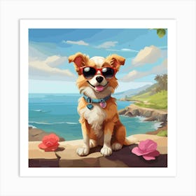 Dog On The Beach 1 Art Print