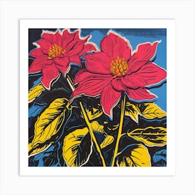 Poinsettia 1 Pop Art Illustration Square Art Print