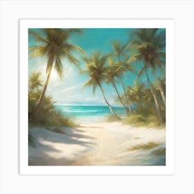 Palm Trees On The Beach 1 Art Print