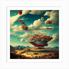 Surrealist artwork with dream-like elements and strange juxtapositions Art Print