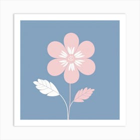 A White And Pink Flower In Minimalist Style Square Composition 76 Art Print