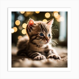 Christmas Kitten Art Print