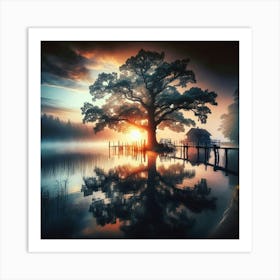 Tree In A Lake Art Print