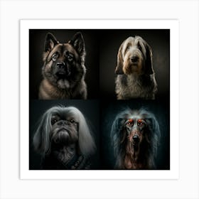 4 dogs Art Print