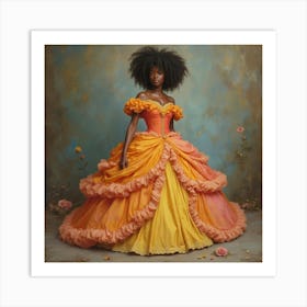 African American Woman in Colorful  Civil War Era Gown Affiche