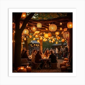 A Lively Autumn Festival Drenched In Rustic Charm Cascading Lanterns Of Burnished Gold And Amber (3) 1 Art Print