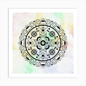 Mandala on Watercolor Background Art Print