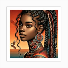 African Woman With Braids Art Print