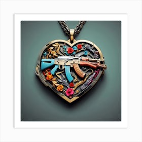 Ak-47 Heart Locket Art Print