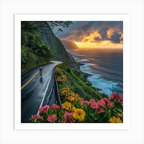 Sunset On The Road Art Print