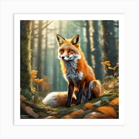 Fox In The Forest 105 Art Print