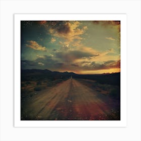 Dirt Road At Sunset Art Print