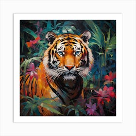 Tiger In The Tropical Jungle Art Print