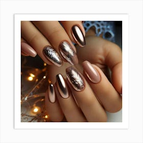 Gold And Silver Nails Art Print