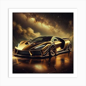 Golden Sports Car 18 Art Print