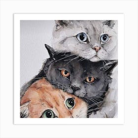 Cats Watercolor Painting Art Print